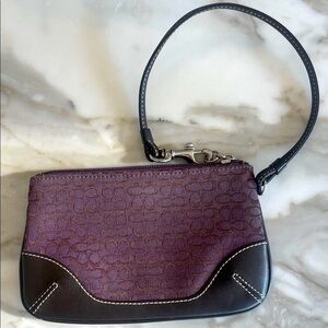 Vintage Coach logo Purple and Chestnut wristlet/pouch